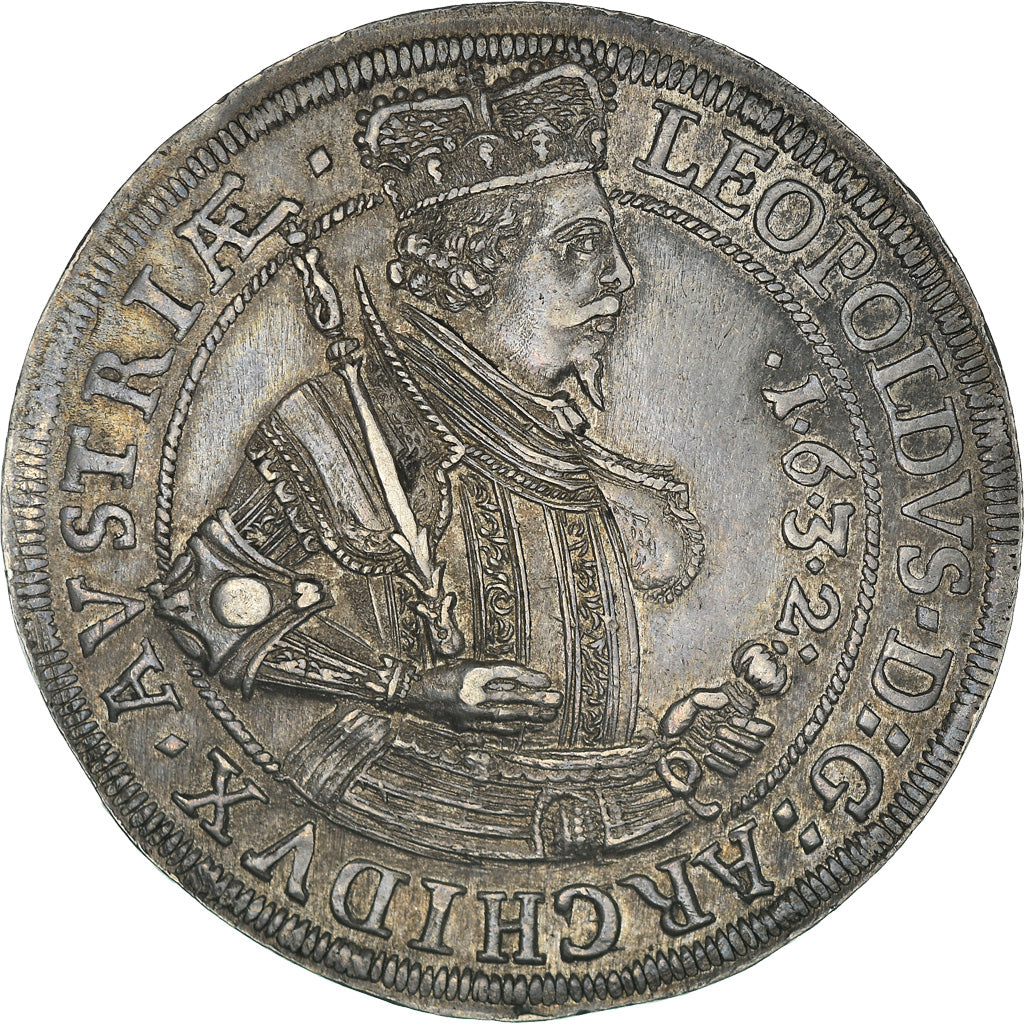 Coin, Austria, Leopold, Thaler, 1632, Hall, AU(55-58), Silver, KM:783