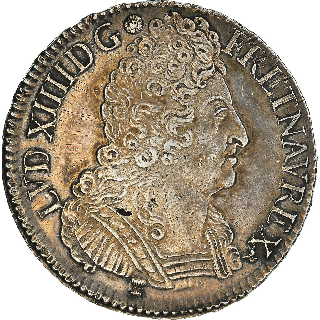 Moneta, Francia, Louis XIV, Écu aux 3 couronnes, Ecu, 1710, Rennes, BB+