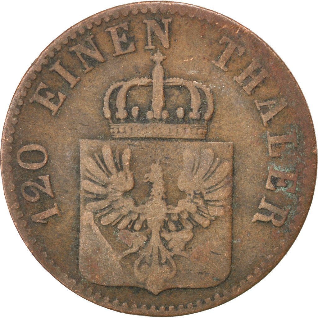 GERMAN STATES, 3 Pfennig, 1849, Berlin, KM #453, F(12-15), Copper, 23.5, 4.20