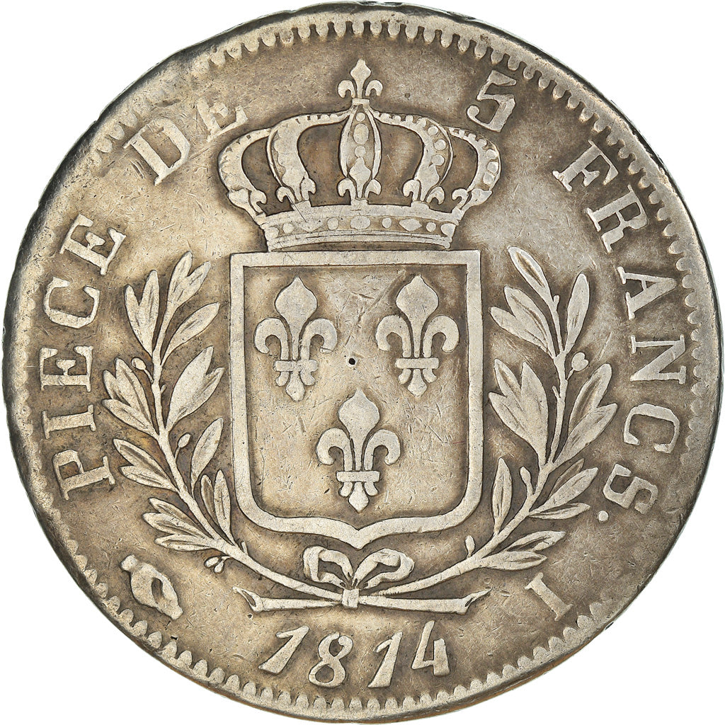 Moeda, França, Louis XVIII, Louis XVIII, 5 Francs, 1814, Limoges, VF(30-35)