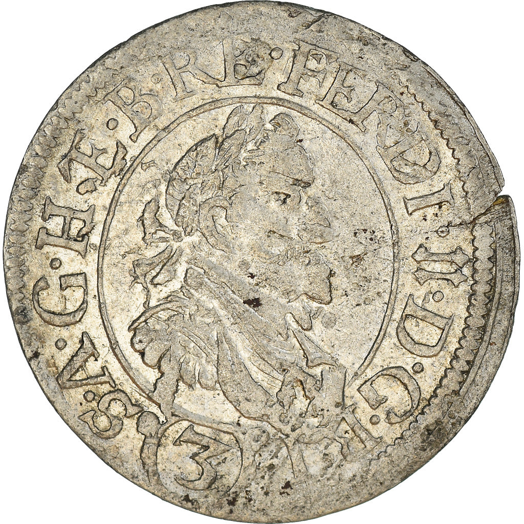 Moneta, Austria, Ferdinand II, 3 Kreuzer, 1628, Saint Veit, EF(40-45), Srebro