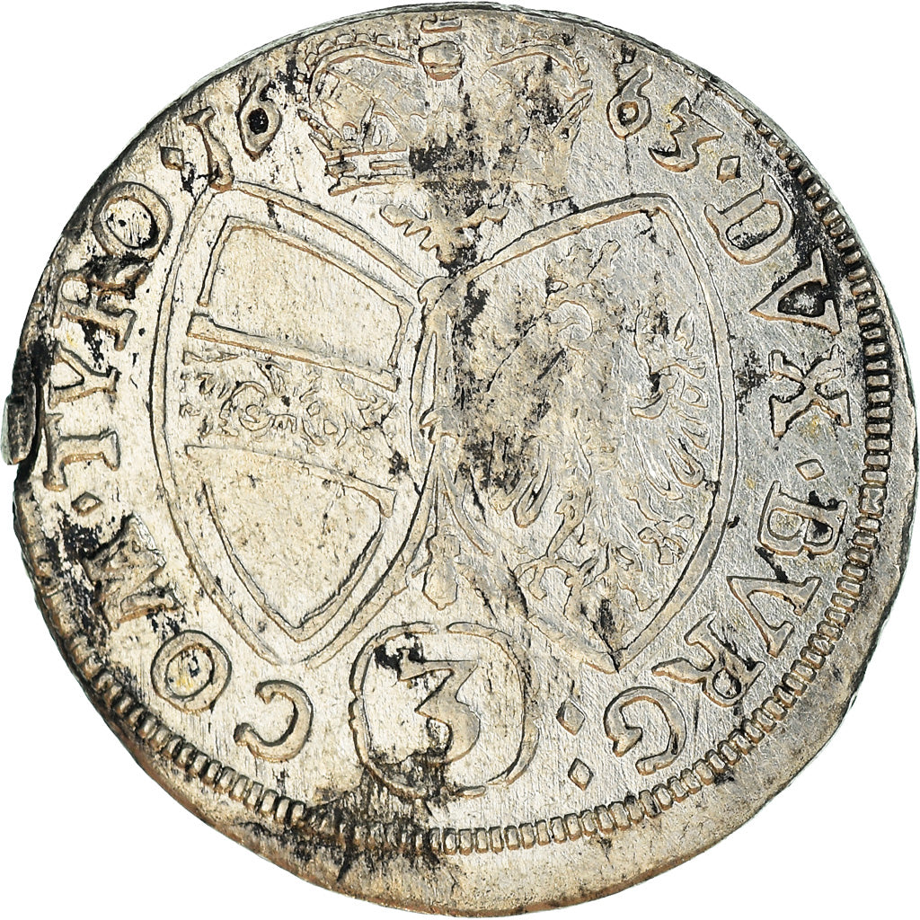 Moneta, Austria, Sigismund Franz, 3 Kreuzer, 1663, Hall, AU(55-58), Srebro