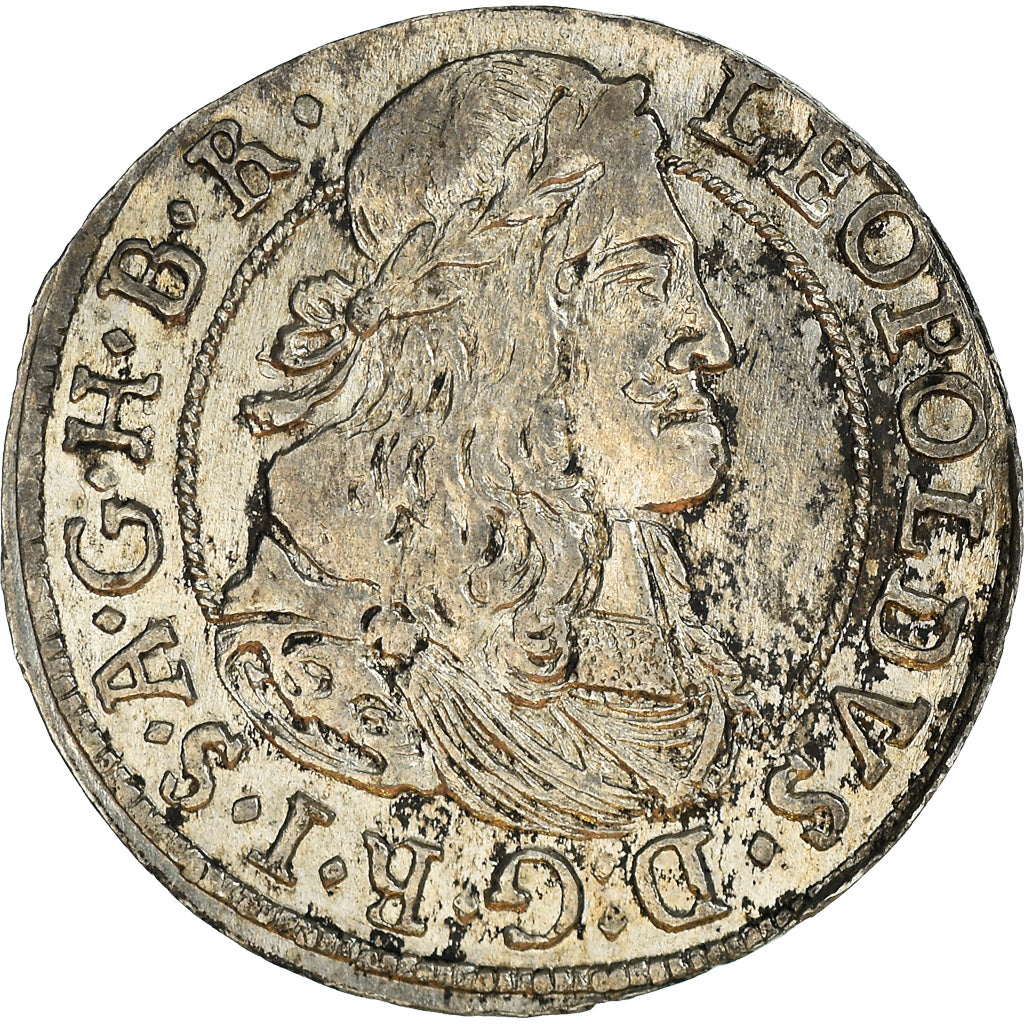 Moneta, Austria, Leopold I, 3 Kreuzer, 1674, Hall, AU(55-58), Srebro, KM:1245