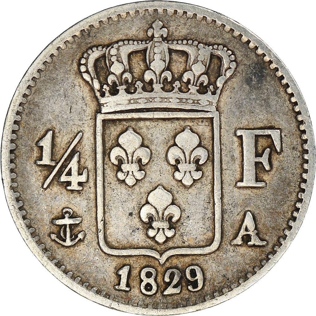 Coin, France, Charles X, 1/4 Franc, 1829, Paris, EF(40-45), Silver, KM:722.1