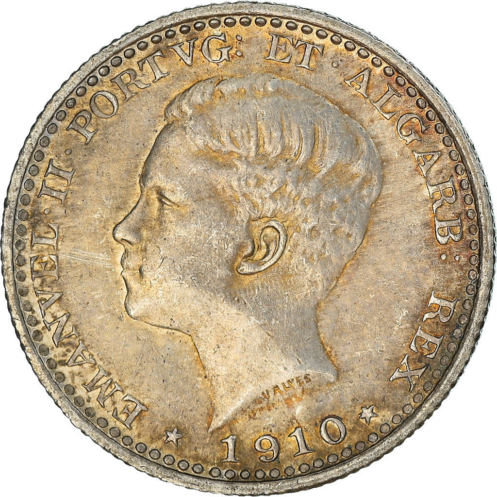 Moeda, Portugal, Manuel II, 100 Reis, 1910, AU(55-58), Prata, KM:548