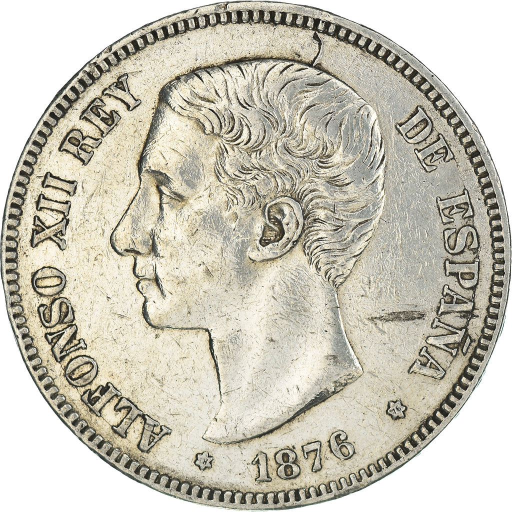 Monnaie, Espagne, Alfonso XII, 5 Pesetas, 1876, Madrid, TB+, Argent, KM:671