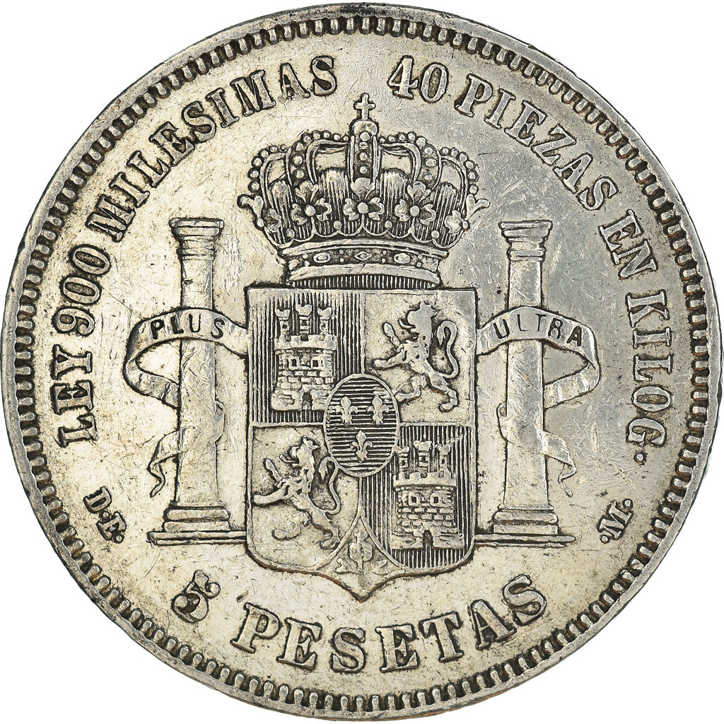 Monnaie, Espagne, Alfonso XII, 5 Pesetas, 1876, Madrid, TB+, Argent, KM:671