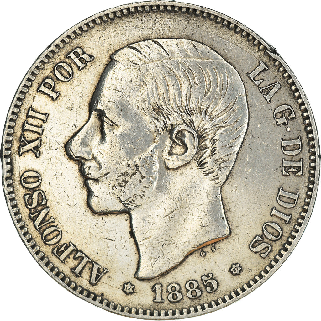 Monnaie, Espagne, Alfonso XII, 5 Pesetas, 1885, Madrid, TB+, Argent, KM:688