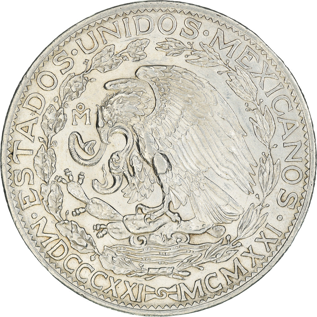 Coin, Mexico, 2 Pesos, 1921, Mexico City, EF(40-45), Silver, KM:462