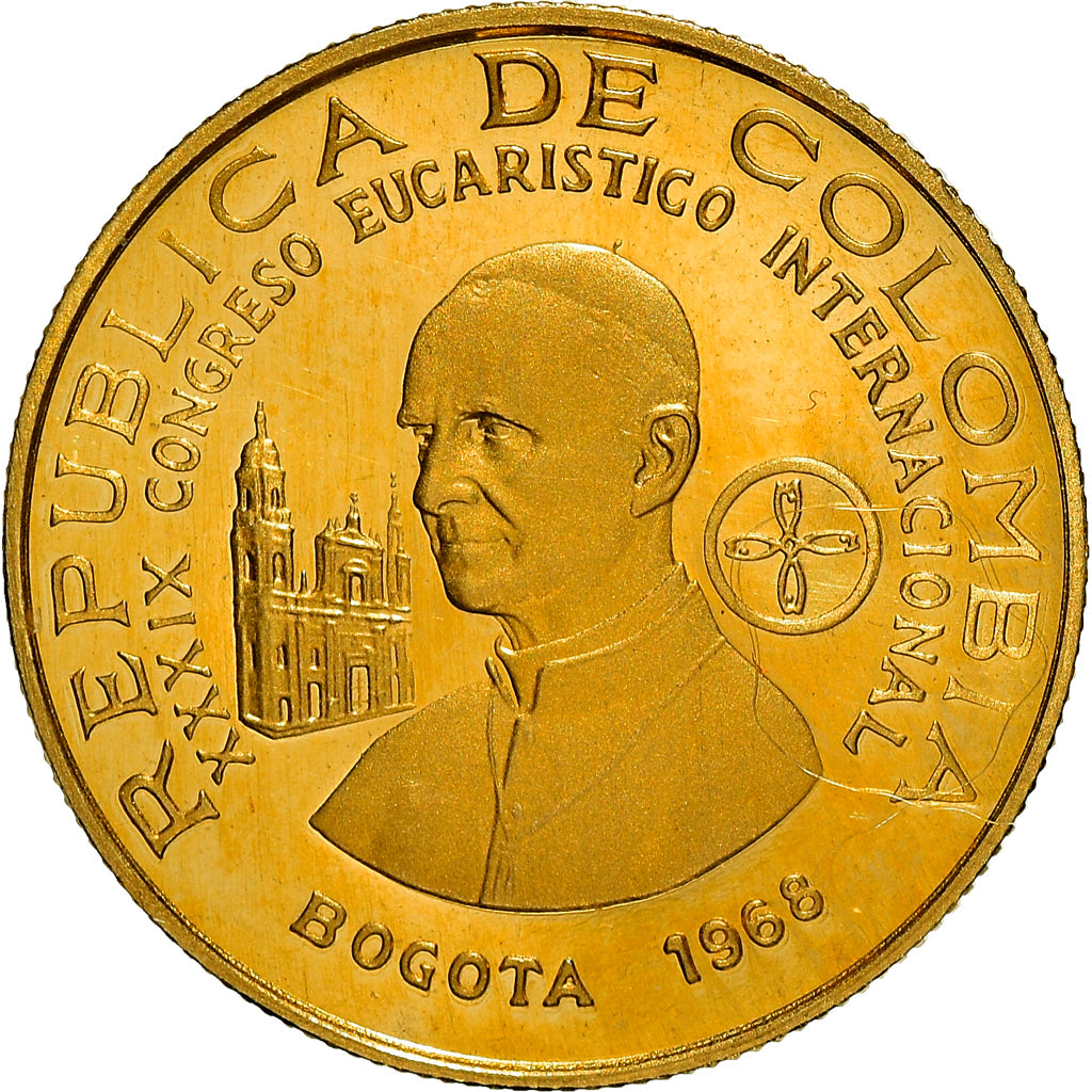 Coin, Colombia, 100 Pesos, 1968, Bogota, Proof, MS(63), Gold, KM:231