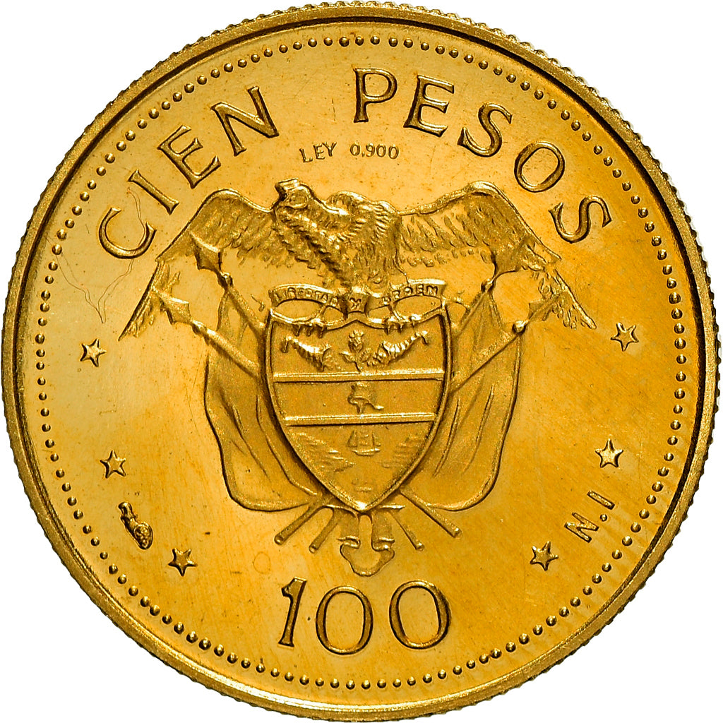 Coin, Colombia, 100 Pesos, 1968, Bogota, Proof, MS(63), Gold, KM:231