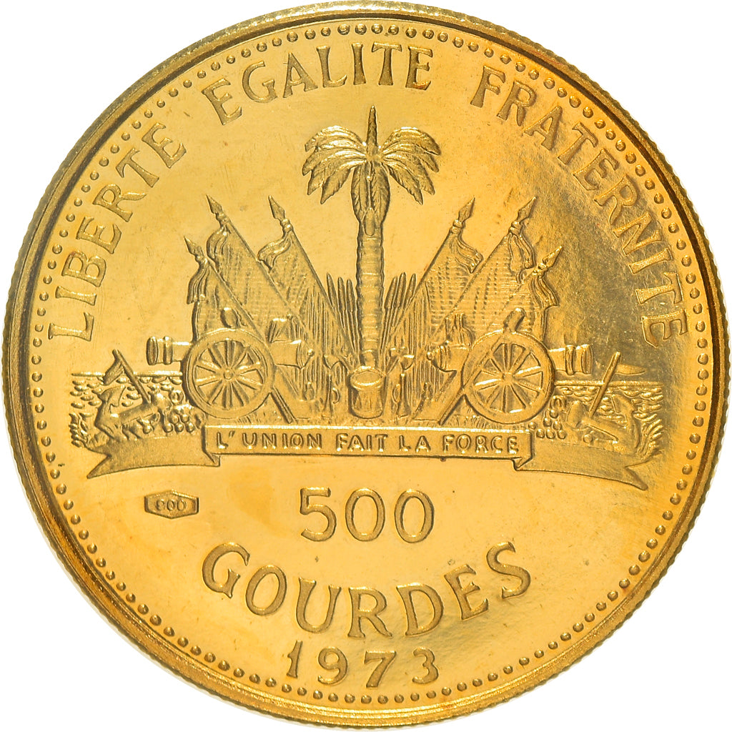 Coin, Haiti, 500 Gourdes, 1973, Proof, MS(65-70), Gold, KM:109