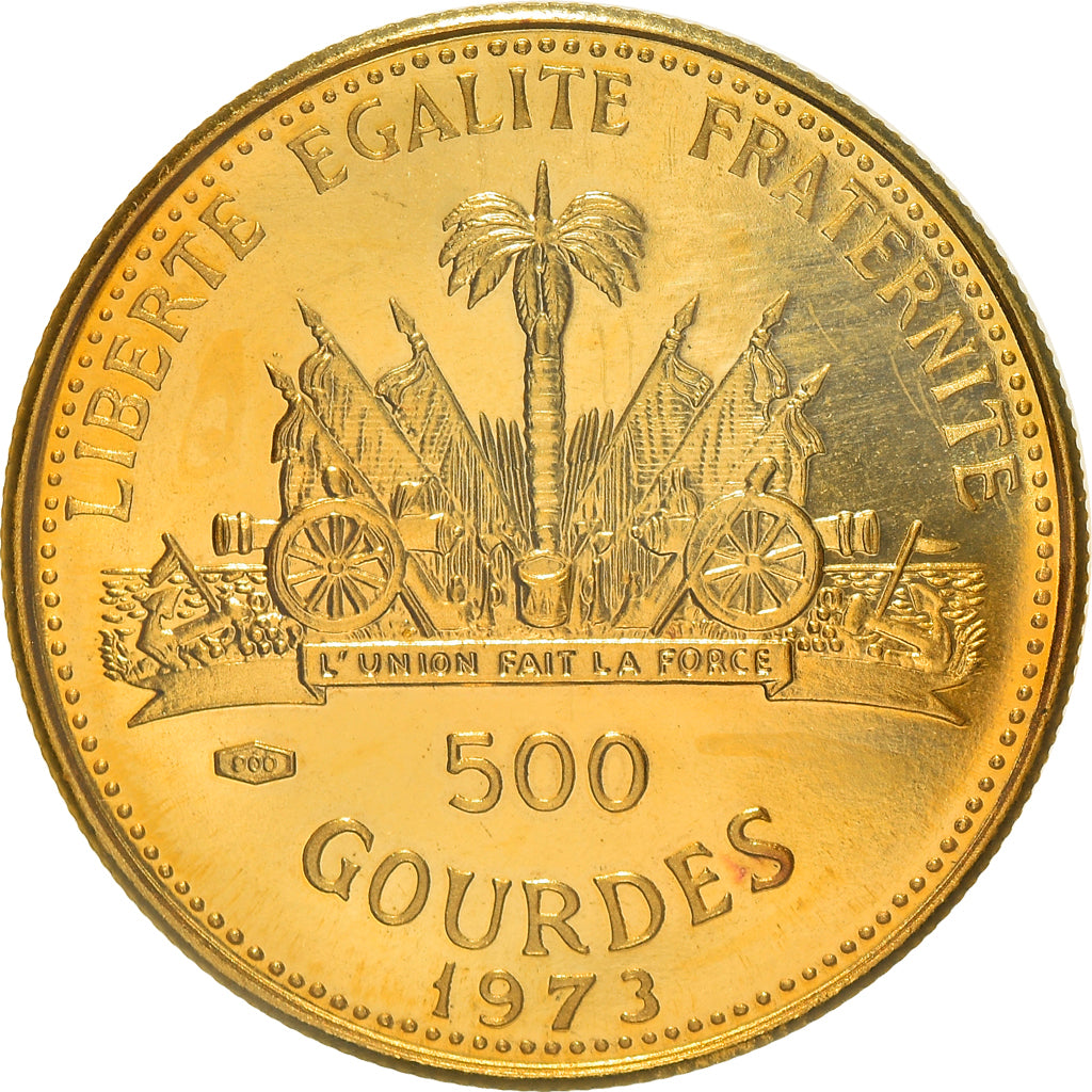 Coin, Haiti, 500 Gourdes, 1973, Proof, MS(65-70), Gold, KM:110