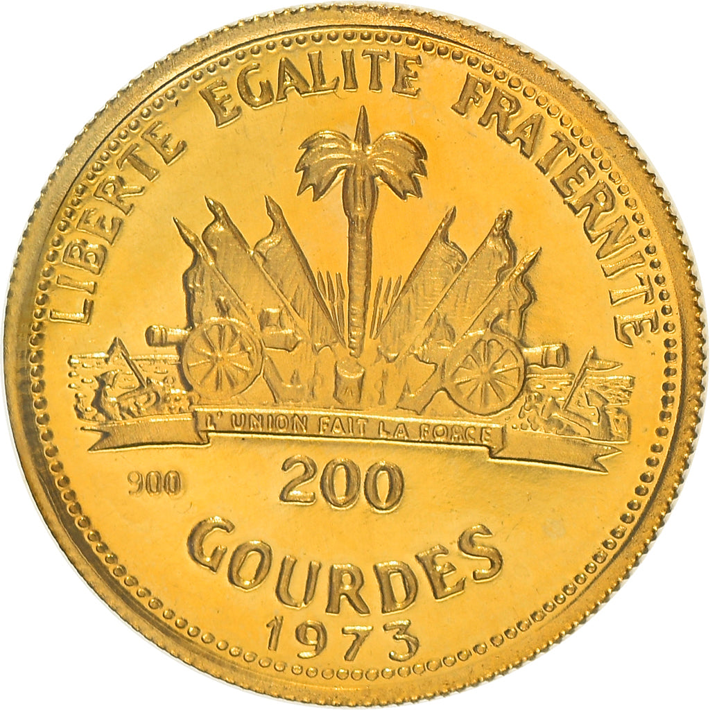 Coin, Haiti, 200 Gourdes, 1973, Proof, MS(65-70), Gold, KM:108