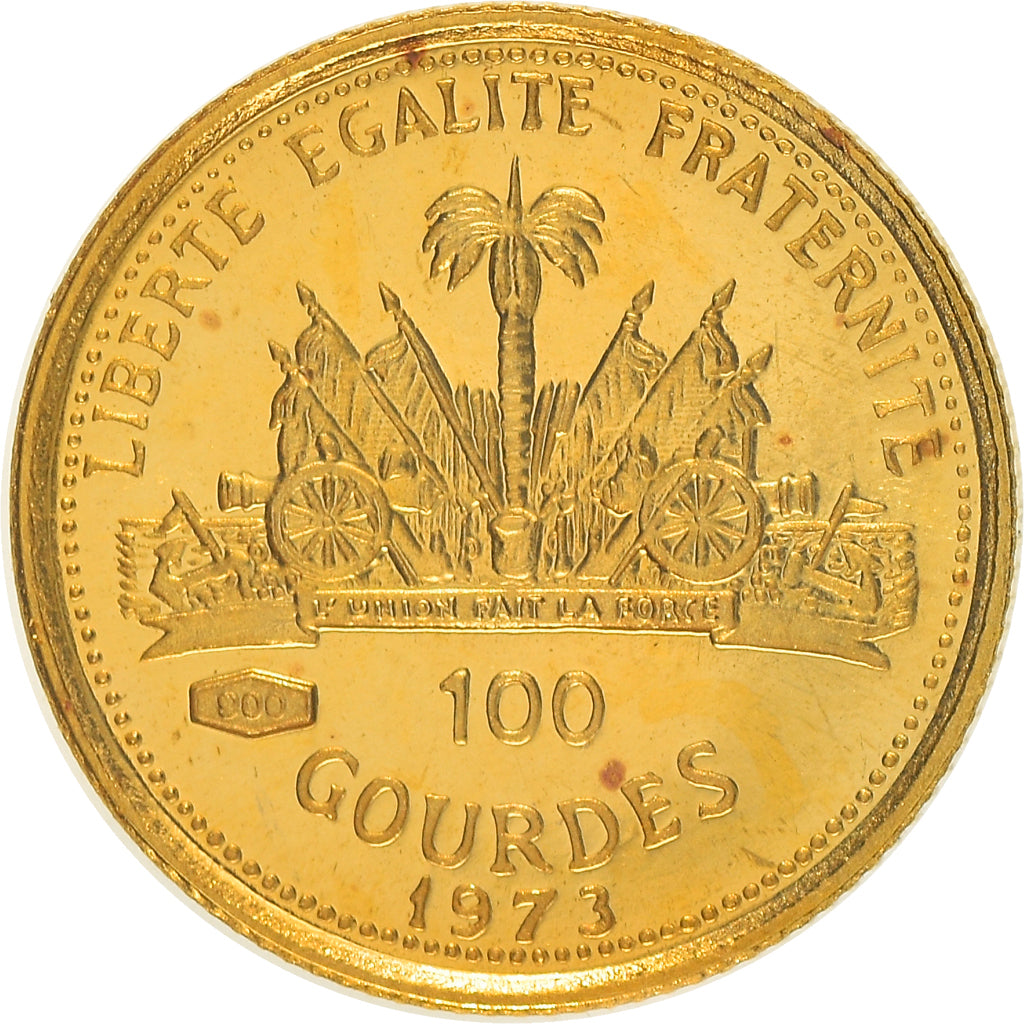 Coin, Haiti, 100 Gourdes, 1973, Proof, MS(65-70), Gold, KM:107