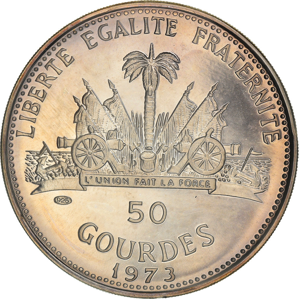 Coin, Haiti, 50 Gourdes, 1973, Proof, MS(65-70), Silver, KM:104.1
