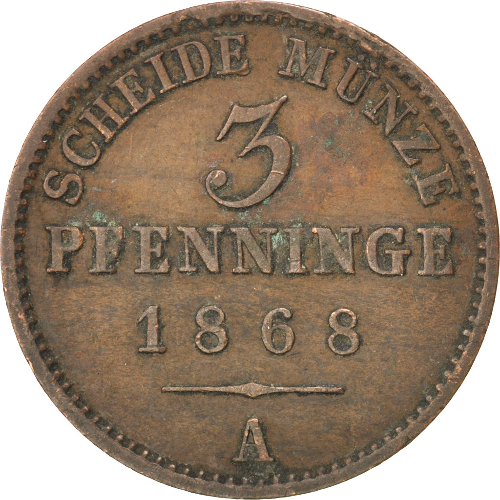 Coin, German States, PRUSSIA, Wilhelm I, 3 Pfennig, 1868, Berlin, EF(40-45)
