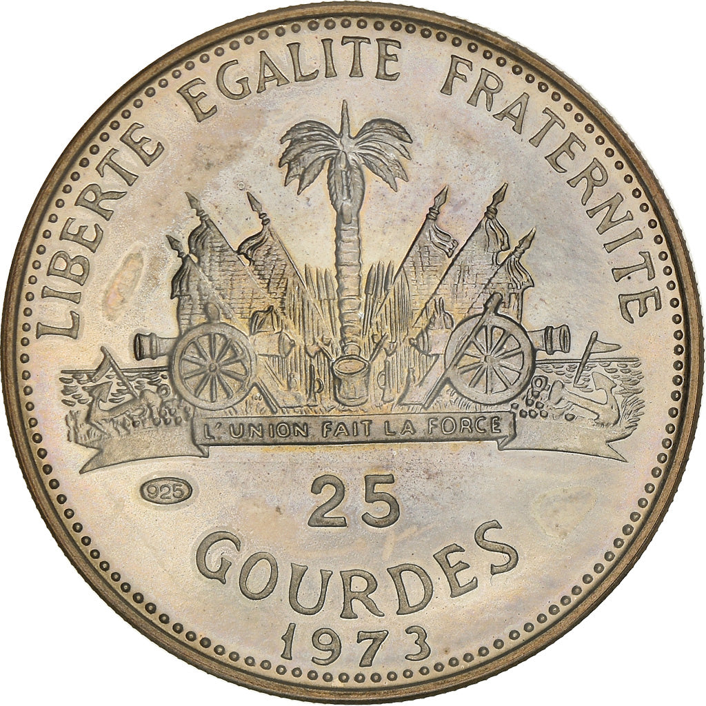 Coin, Haiti, 25 Gourdes, 1973, Proof, MS(65-70), Silver, KM:102