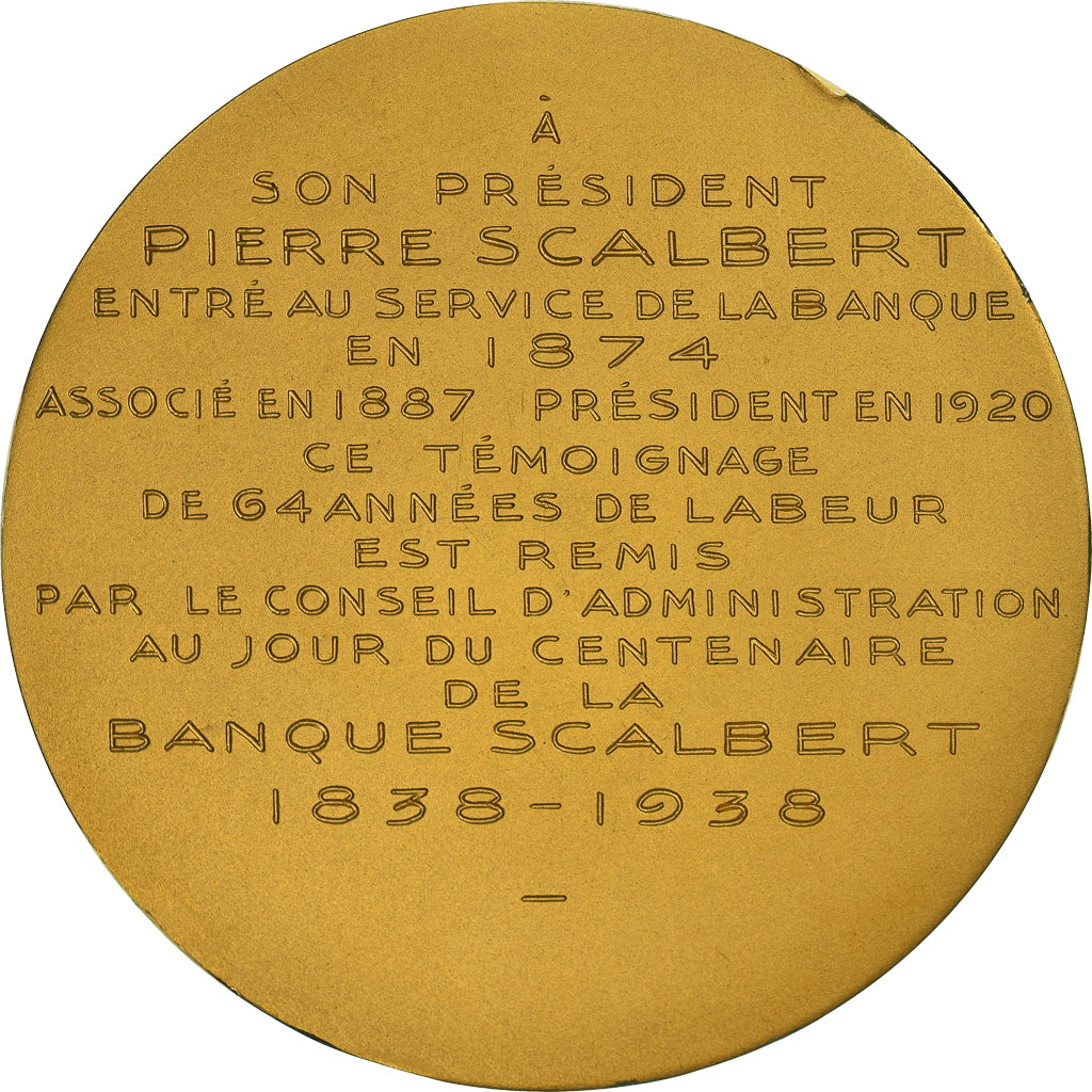 France, Medal, Saint-Pierre, Banque Scalbert, Pierre Scalbert, 1938, MS(64)