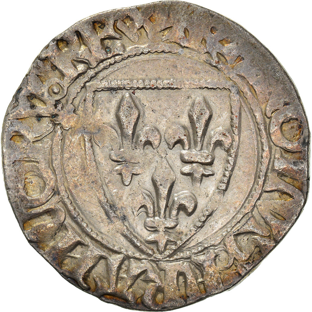 Coin, France, Charles VI, Blanc Guénar, Rouen, EF(40-45), Billon, Duplessy:377C
