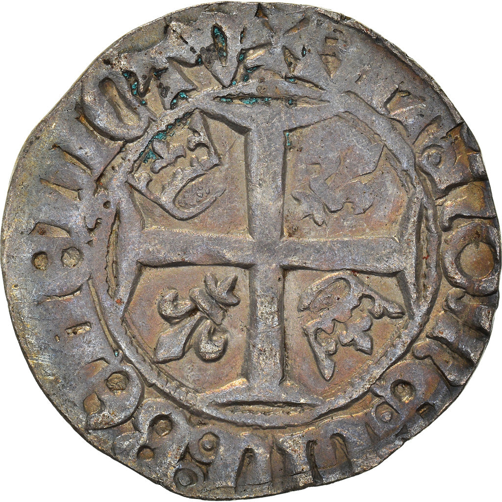 Coin, France, Charles VI, Blanc Guénar, Rouen, EF(40-45), Billon, Duplessy:377C