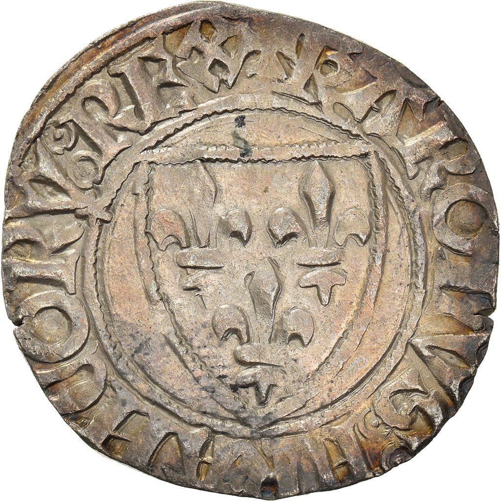 Coin, France, Charles VI, Blanc Guénar, Rouen, EF(40-45), Billon, Duplessy:377C