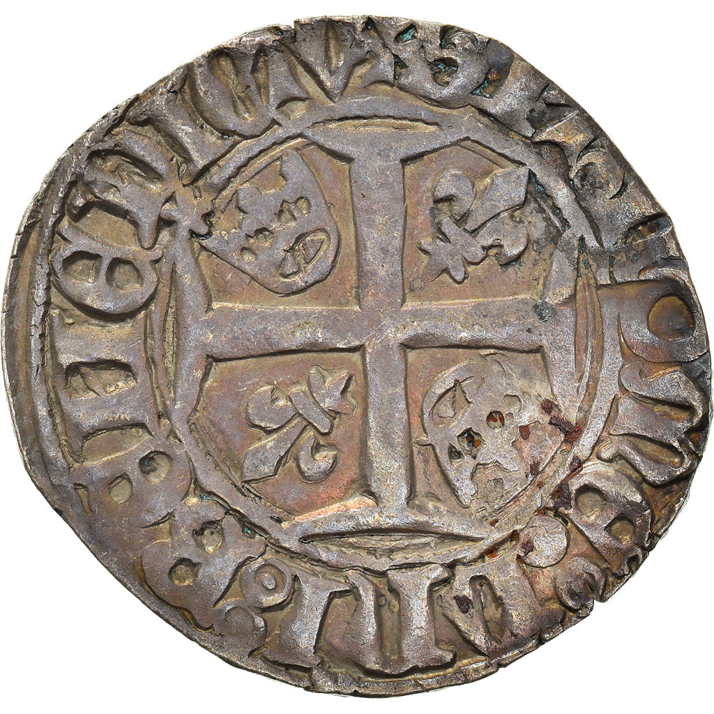 Coin, France, Charles VI, Blanc Guénar, Rouen, EF(40-45), Billon, Duplessy:377C