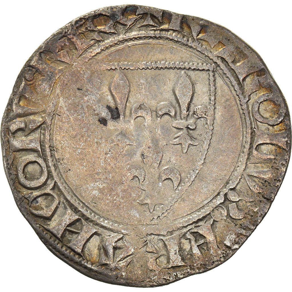 Monnaie, France, Charles VI, Blanc Guénar, Angers, TB+, Billon, Duplessy:377A
