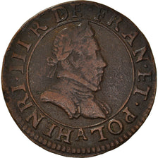 Moneta, Francia, Henri III, Double Tournois, 1583, Paris, MB+, Rame, CGKL:84