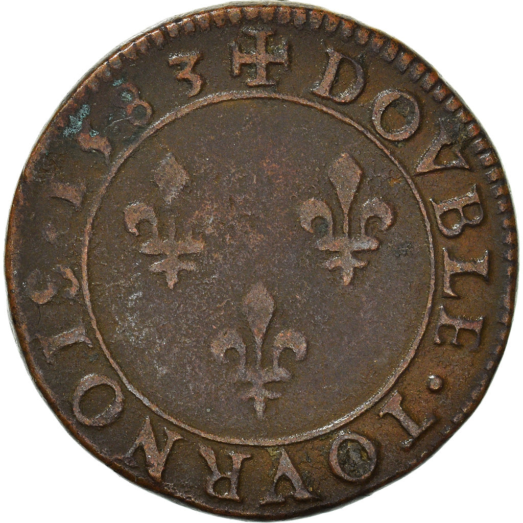 Münze, Frankreich, Henri III, Double Tournois, 1583, Paris, S+, Kupfer, CGKL:84