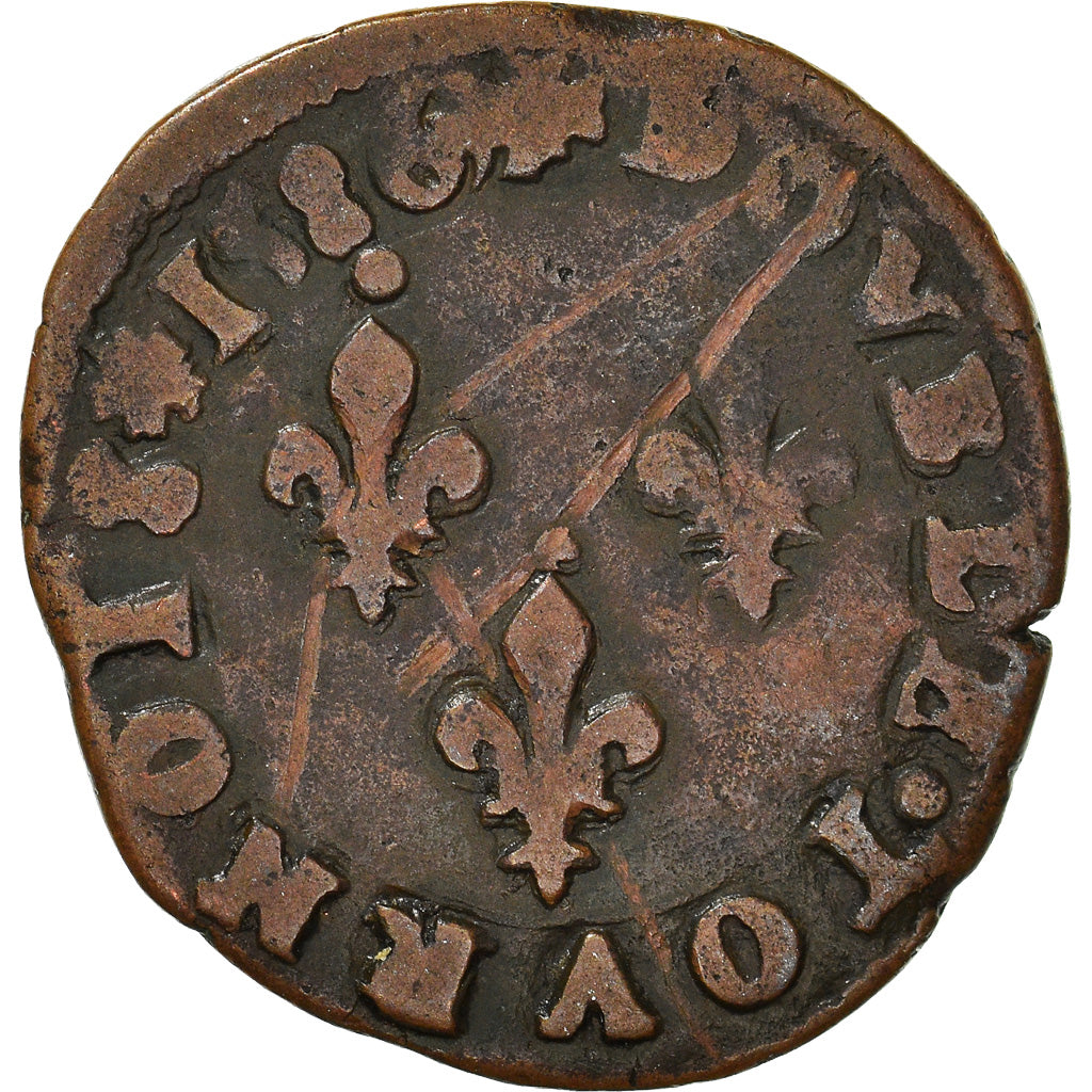 Münze, Frankreich, Henri III, Double Tournois, 1586, Nantes, S, Kupfer, CGKL:74