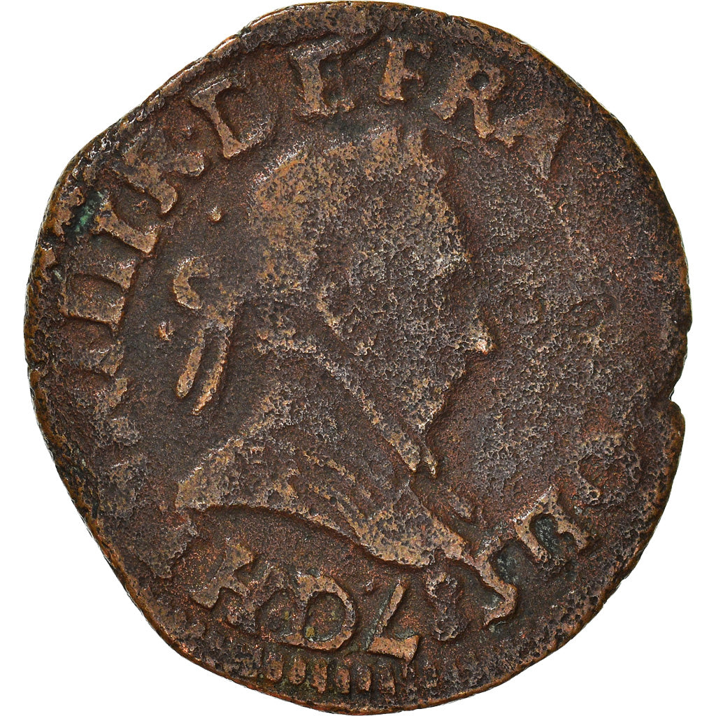 Monnaie, France, Henri III, Double Tournois, 1587, Lyon, TB, Cuivre, CGKL:66