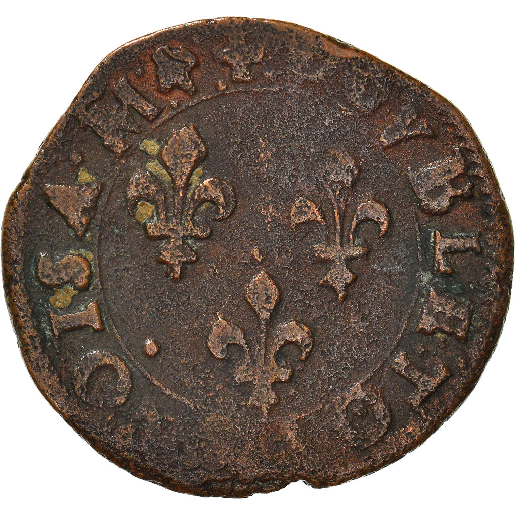 Monnaie, France, Henri III, Double Tournois, 1587, Lyon, TB, Cuivre, CGKL:66
