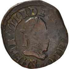 Münze, Frankreich, Henri III, Double Tournois, 1588, Troyes, S+, Kupfer
