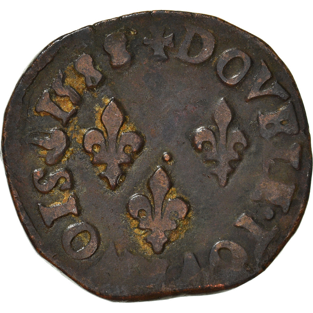 Münze, Frankreich, Henri III, Double Tournois, 1588, Troyes, S+, Kupfer