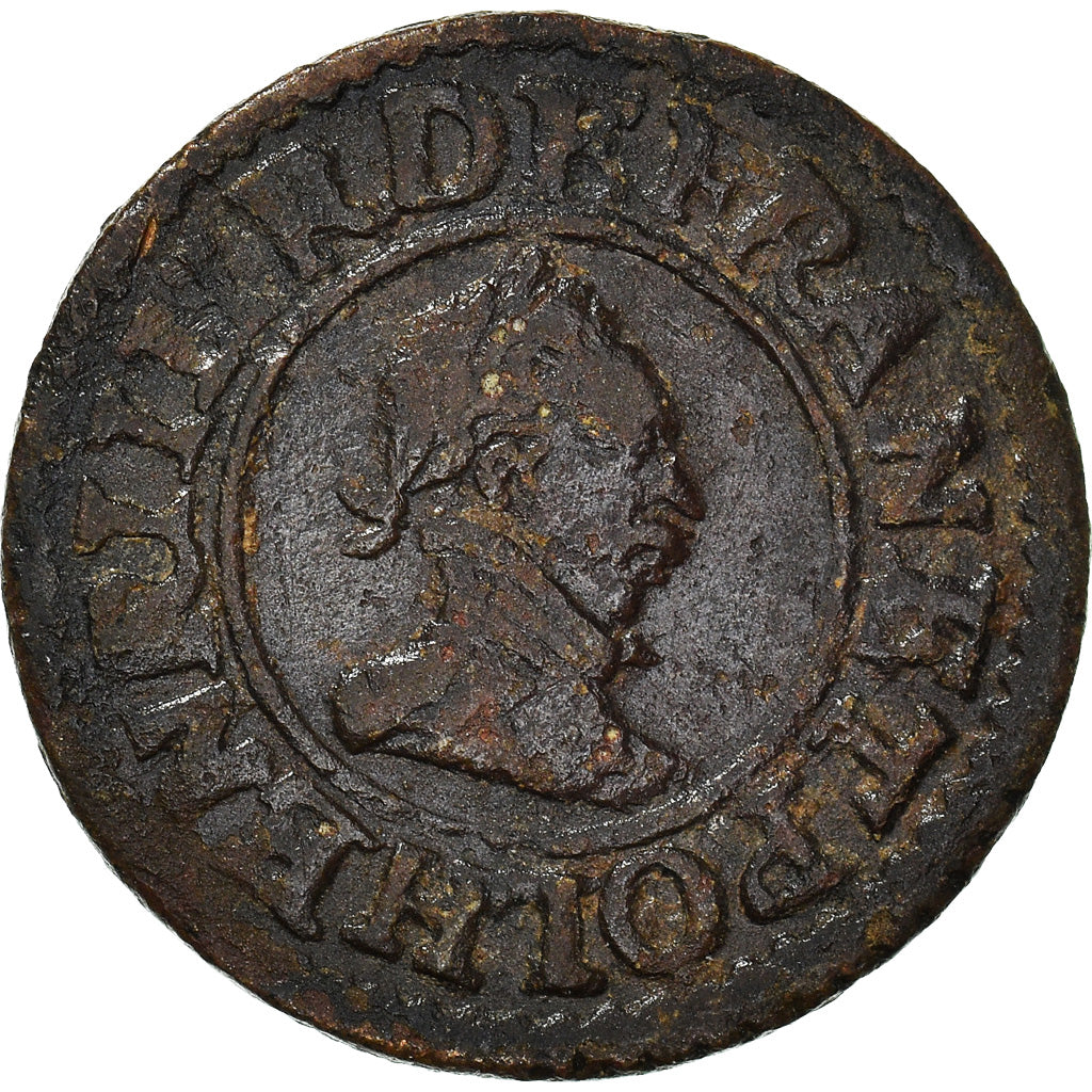 Monnaie, France, Henri III, La Ligue, Denier Tournois, Undated (1591-1592)