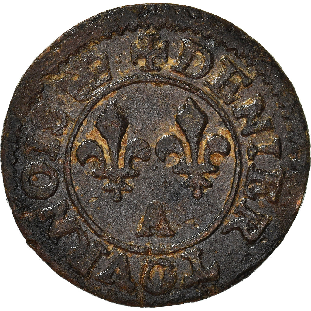 Monnaie, France, Henri III, La Ligue, Denier Tournois, Undated (1591-1592)