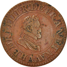 Moneta, Francja, Henri IV, Double Tournois, 1606, Paris, VF(30-35), Miedź