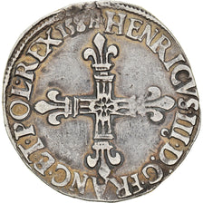 Moeda, França, Henri III, 1/4 d'écu à la croix de face, 1587, Rennes