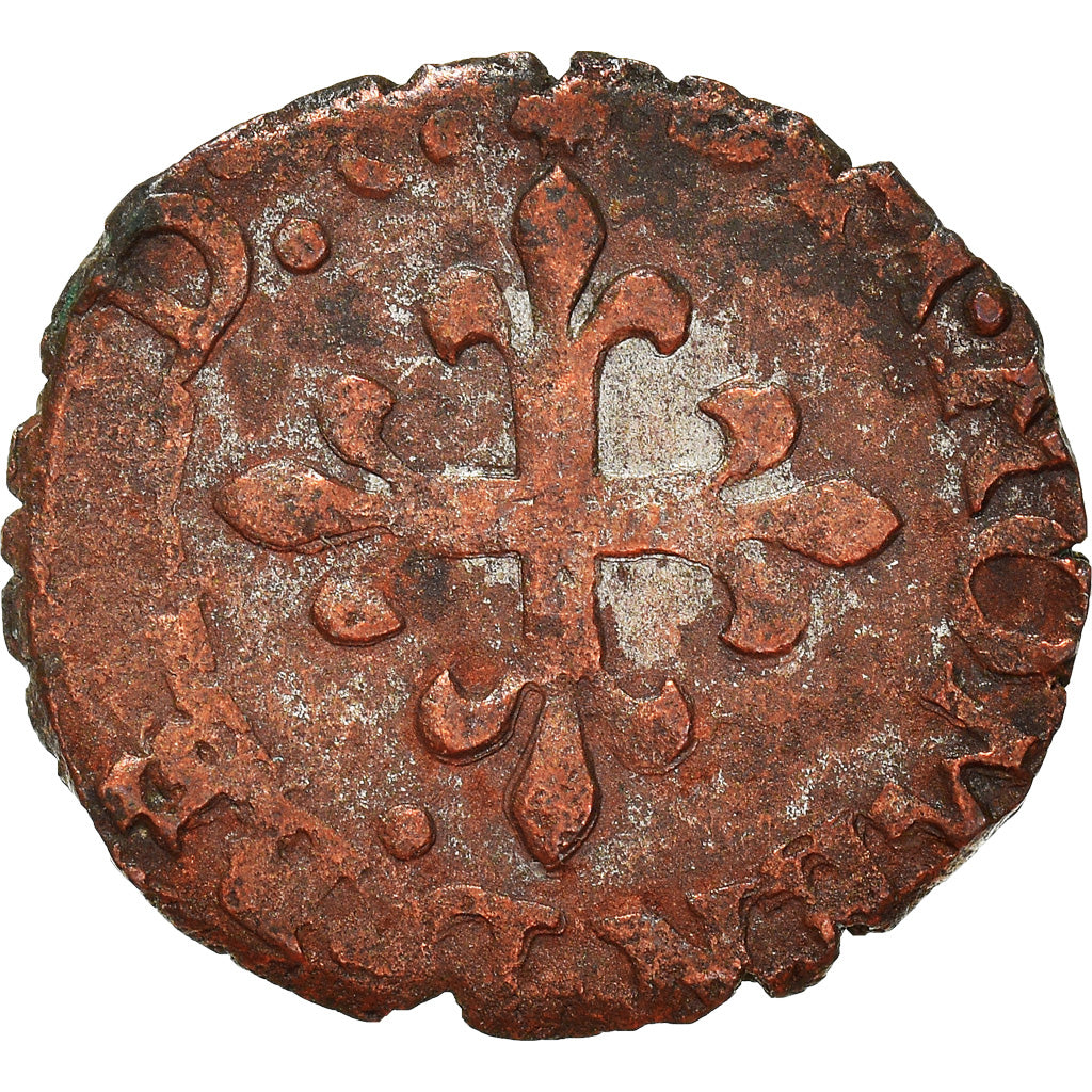 Moneda, Italia, Delfino Tizzone, Liard, 1586, Desana, BC+, Cobre