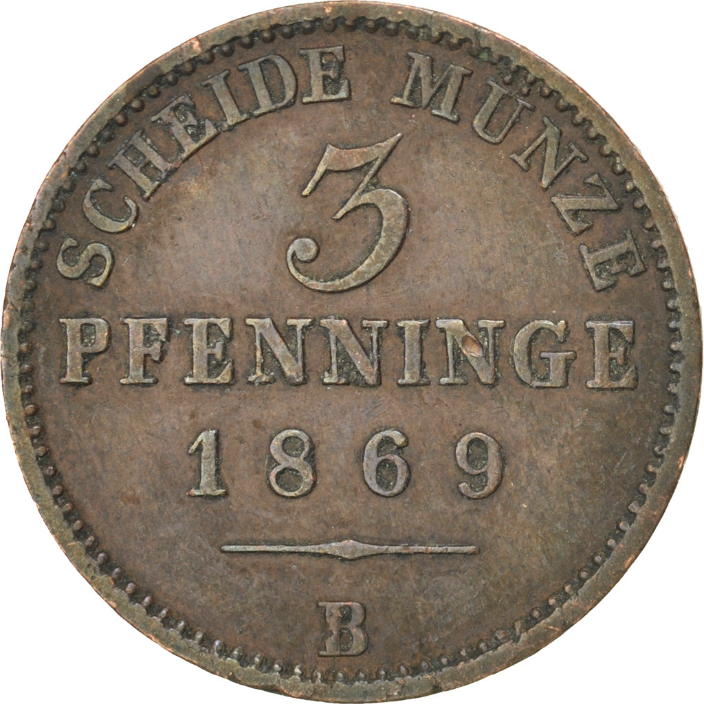 Coin, German States, PRUSSIA, Wilhelm I, 3 Pfennig, 1869, Wroc?aw, EF(40-45)
