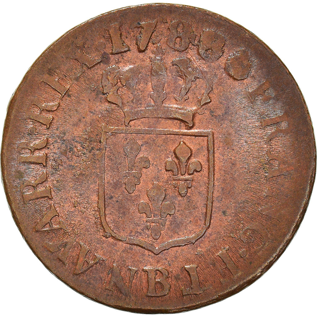 Münze, Frankreich, Louis XVI, Liard, Liard, 1788, Rouen, SS+, Kupfer, KM:585.3