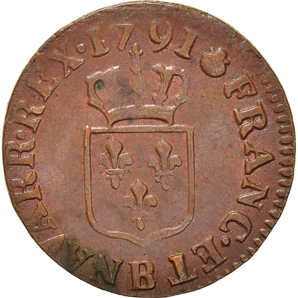 Monnaie, France, Louis XVI, Liard, Liard, 1791, Rouen, Frappe incuse, SUP