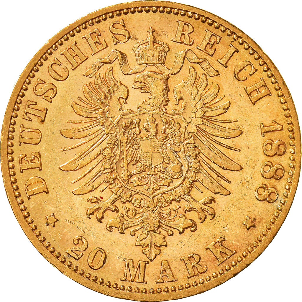 Moneda, Estados alemanes, PRUSSIA, Friedrich III, 20 Mark, 1888, Berlin, EBC