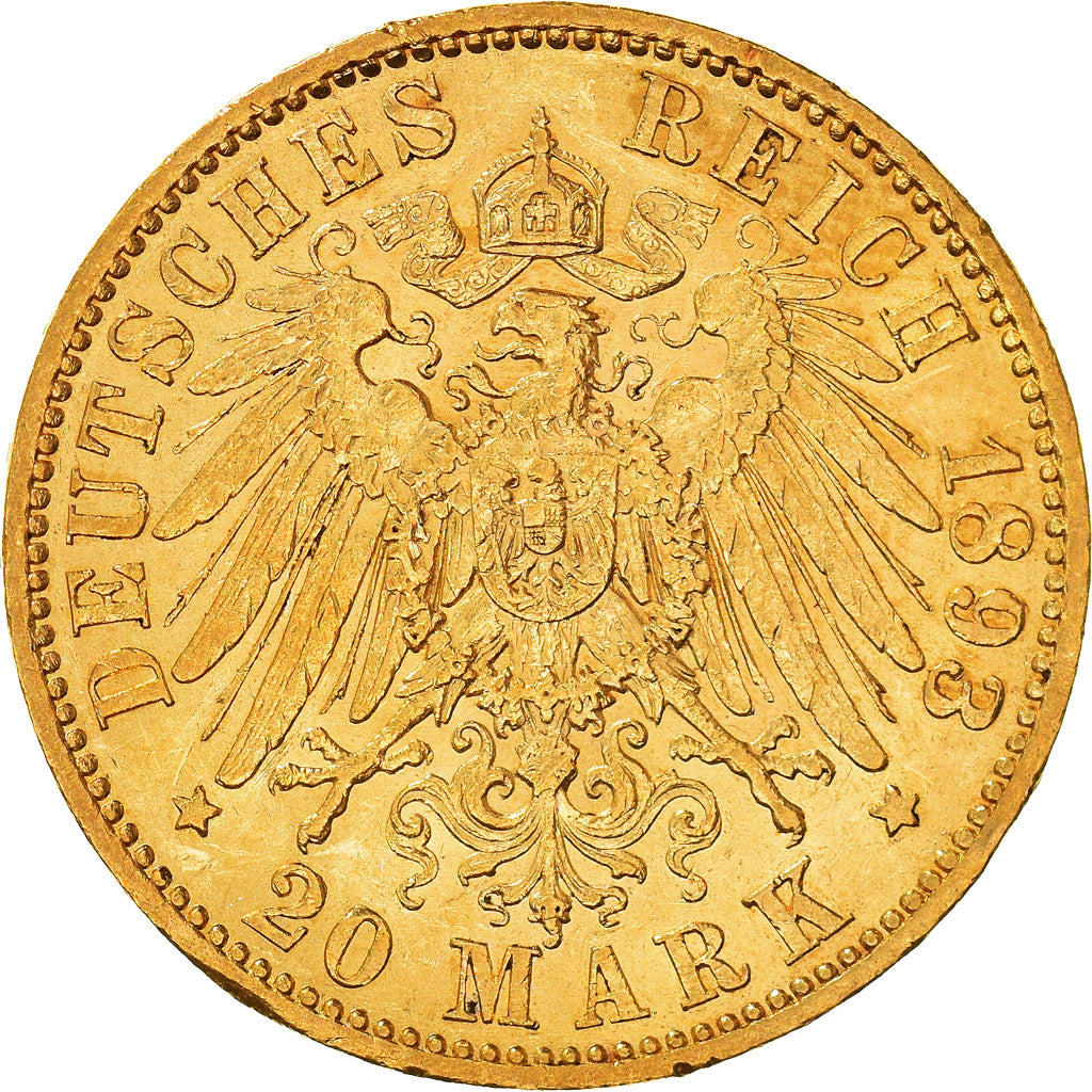 Moneda, Estados alemanes, PRUSSIA, Wilhelm II, 20 Mark, 1893, Berlin, EBC, Oro