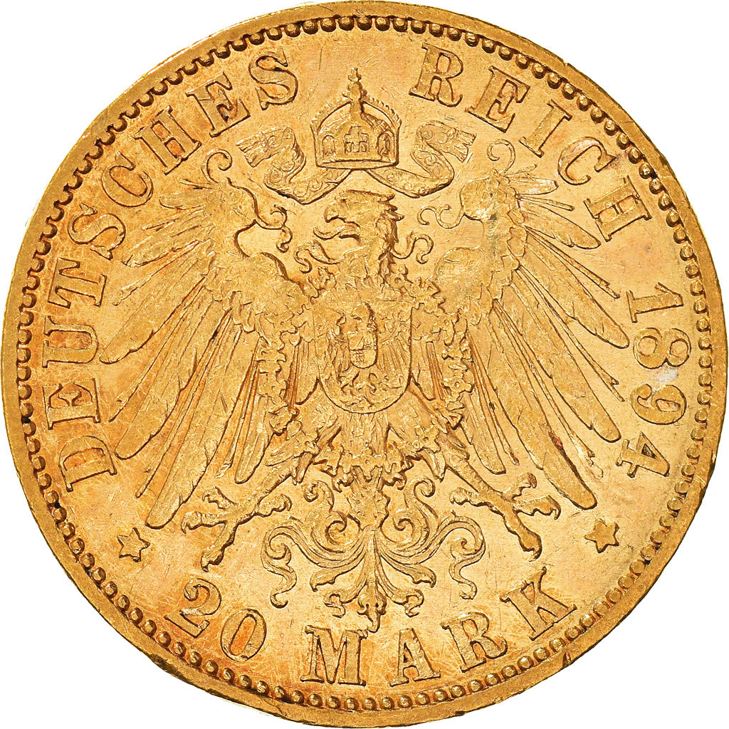 Münze, Deutsch Staaten, PRUSSIA, Wilhelm II, 20 Mark, 1894, Berlin, SS+, Gold