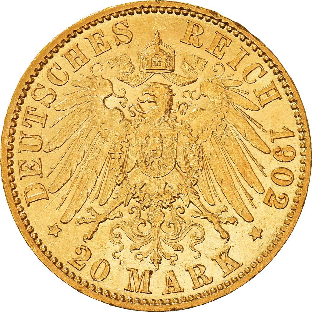 Coin, German States, PRUSSIA, Wilhelm II, 20 Mark, 1902, Berlin, AU(55-58)
