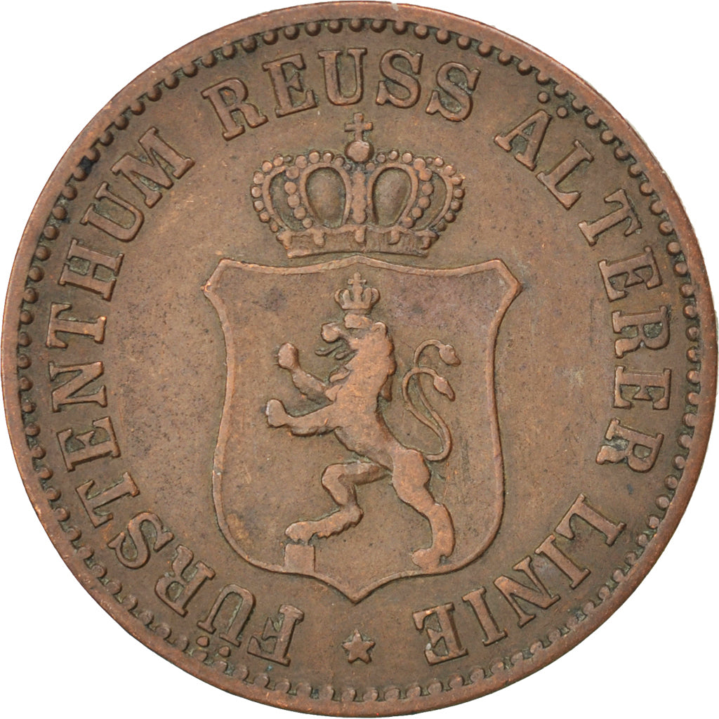 Moneda, Estados alemanes, REUSS-SCHLEIZ, Heinrich LXVII, 3 Pfennig, 1864