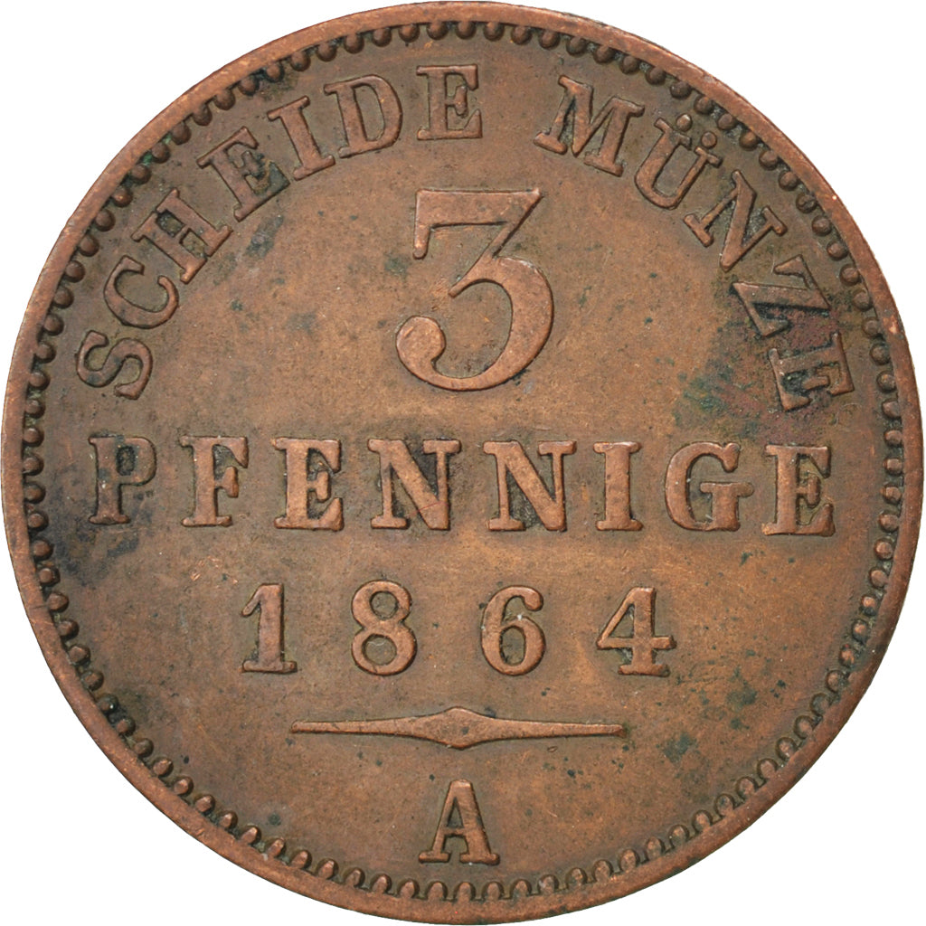 Moneda, Estados alemanes, REUSS-SCHLEIZ, Heinrich LXVII, 3 Pfennig, 1864