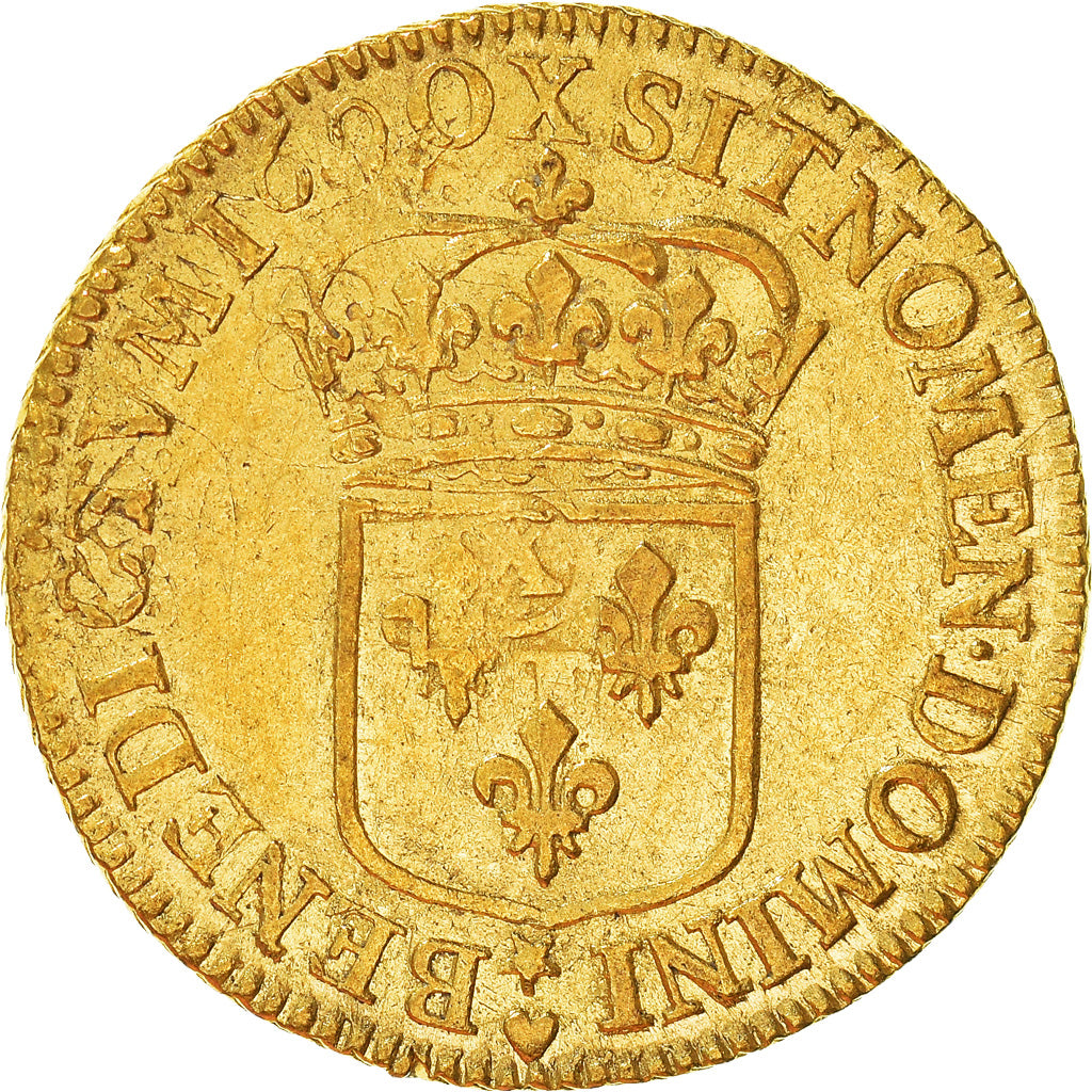 Coin, France, Louis XIV, Louis d'or à l'écu, Louis d'Or, 1690, Amiens